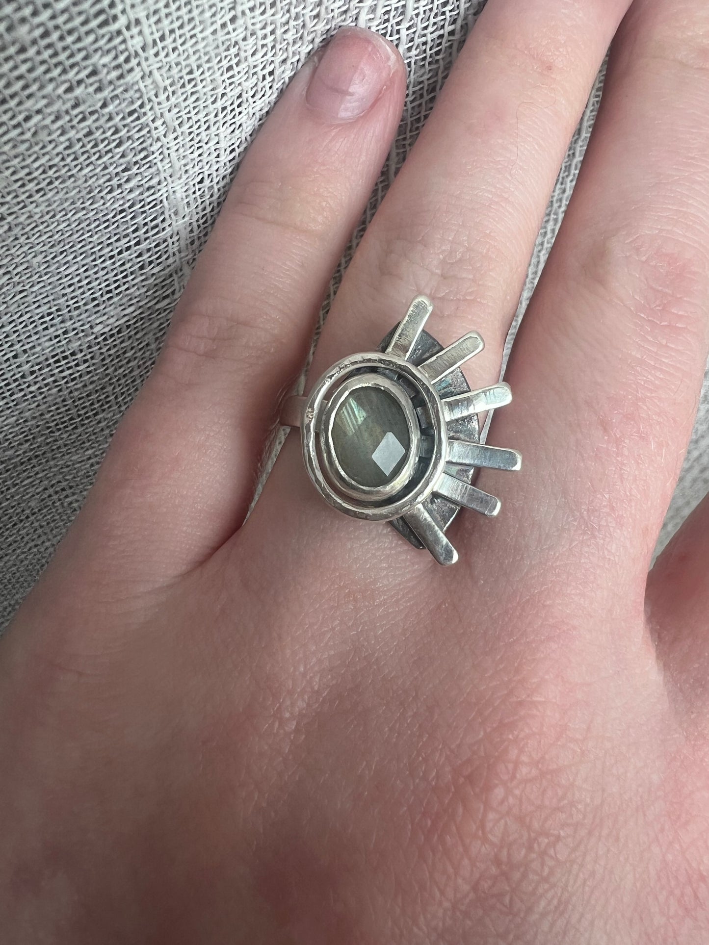 labradorite oval rays ring