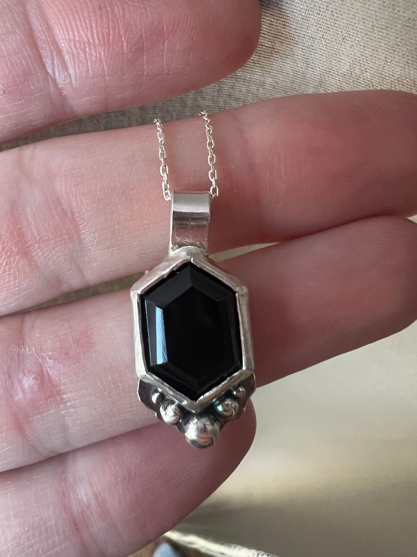 hexagon onyx necklace