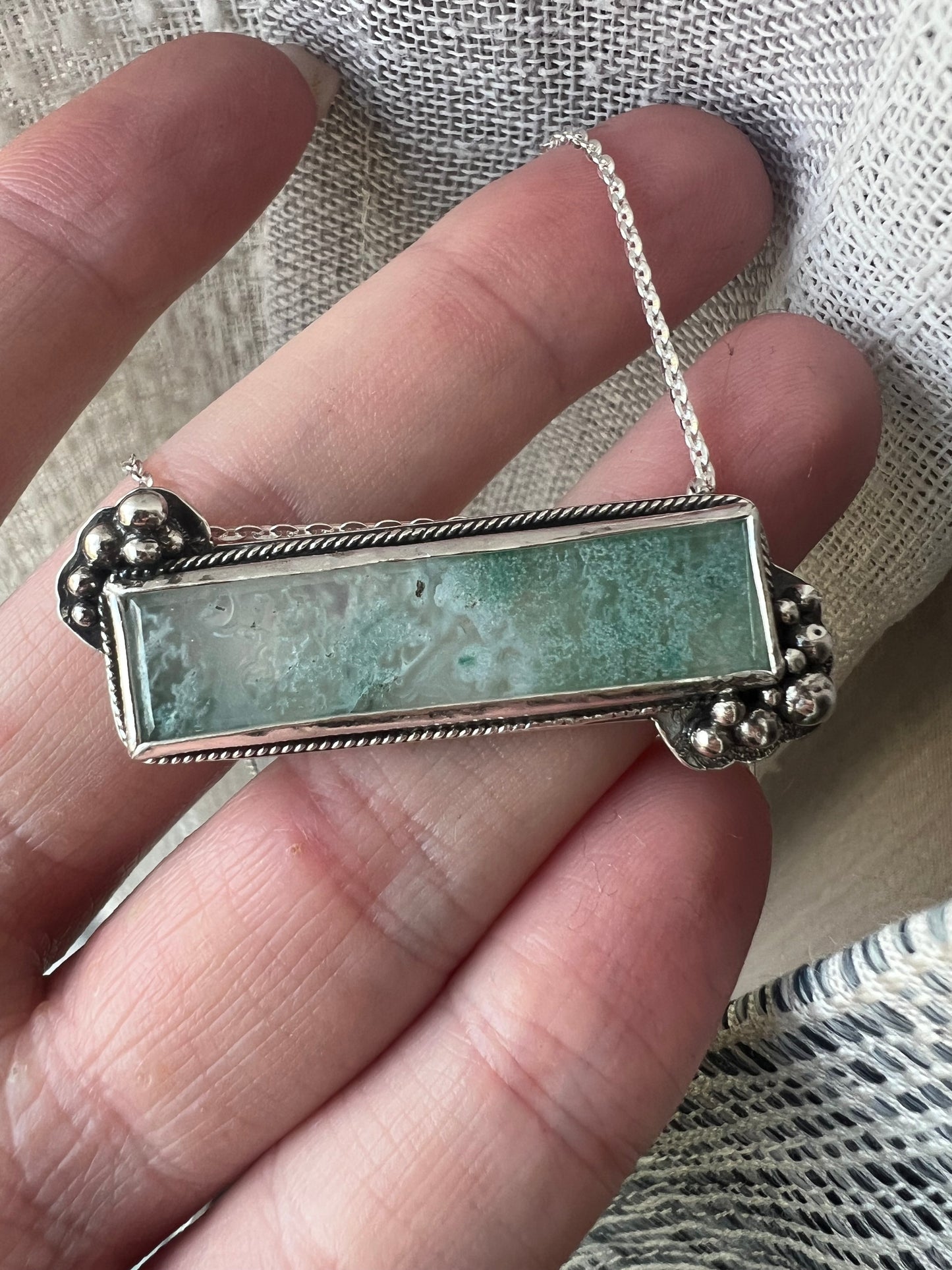 moss agate bar necklace