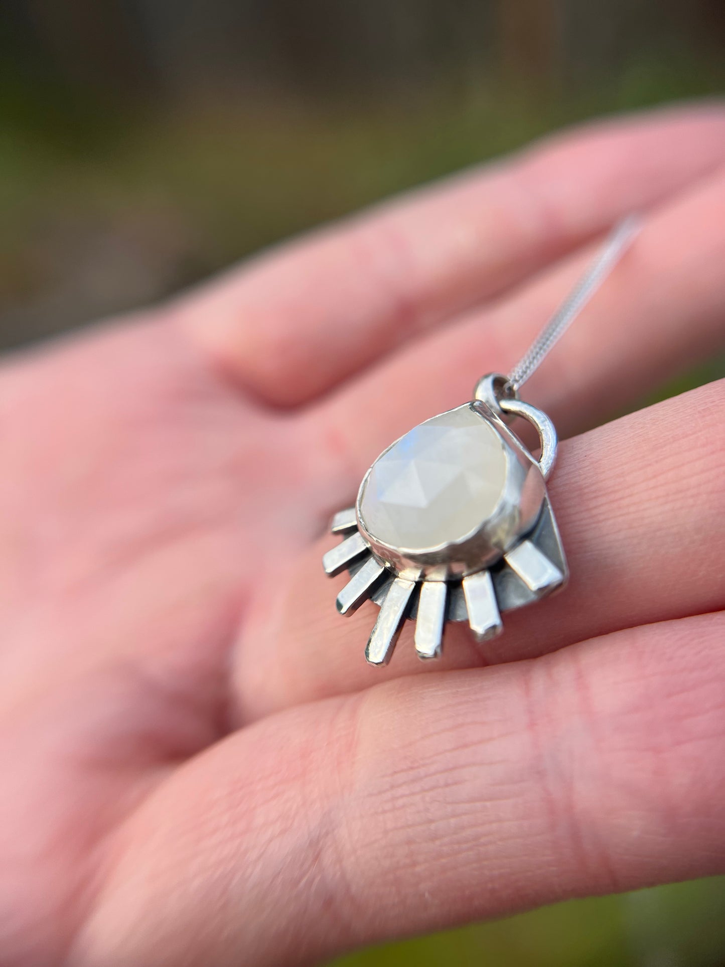 moonstone pear rays necklace