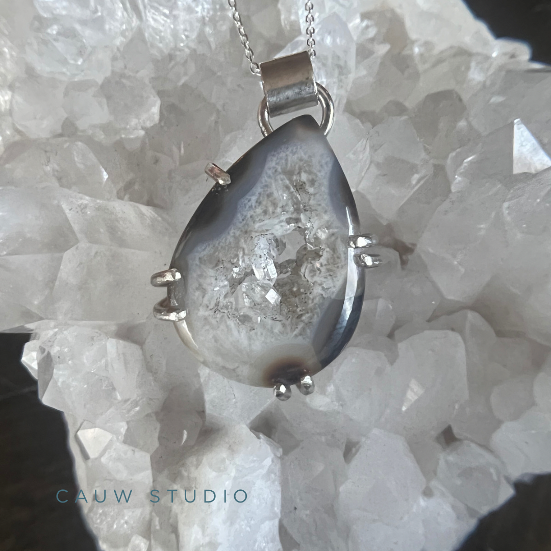 quartz pear necklace