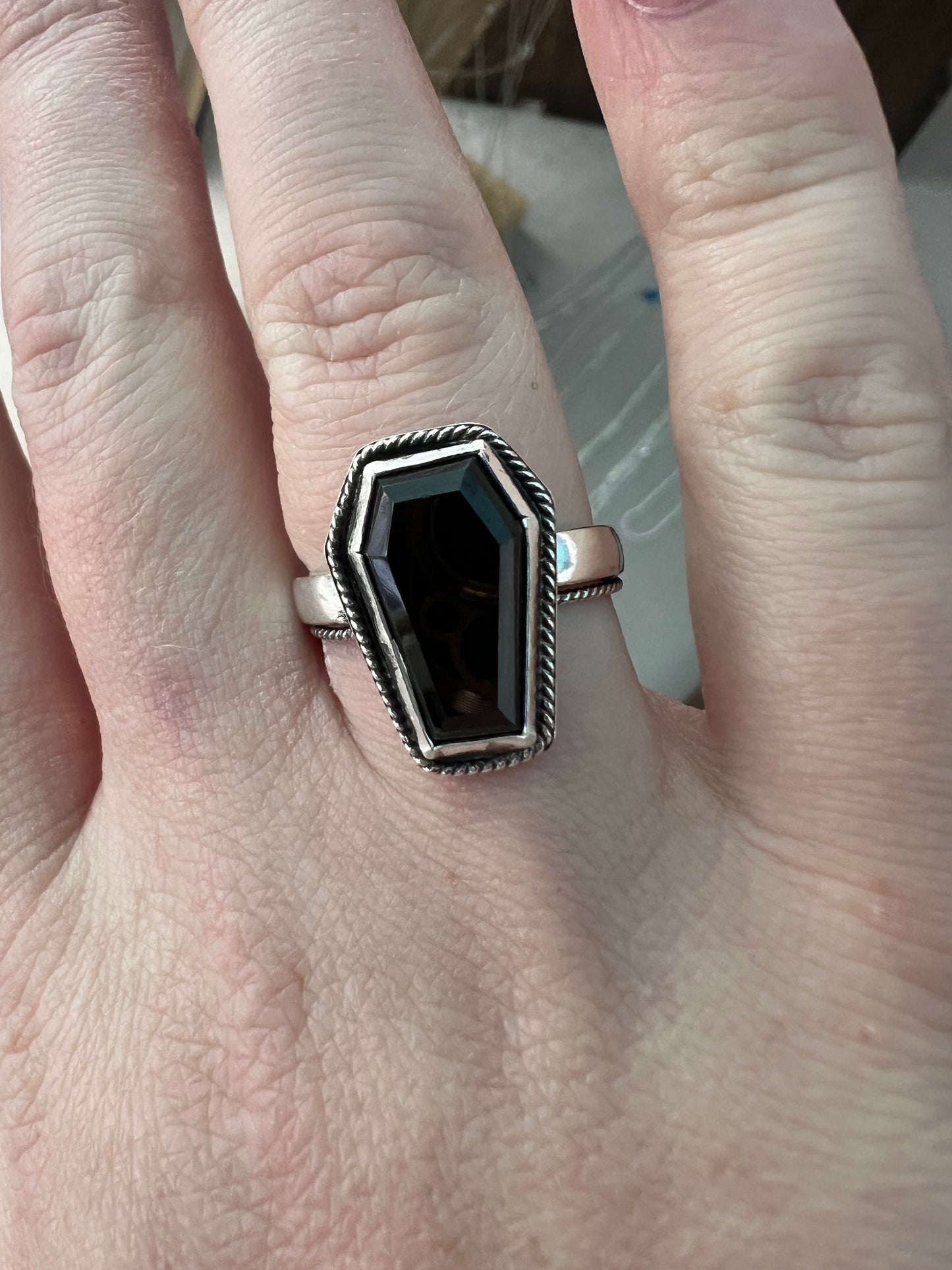 onyx coffin double band ring