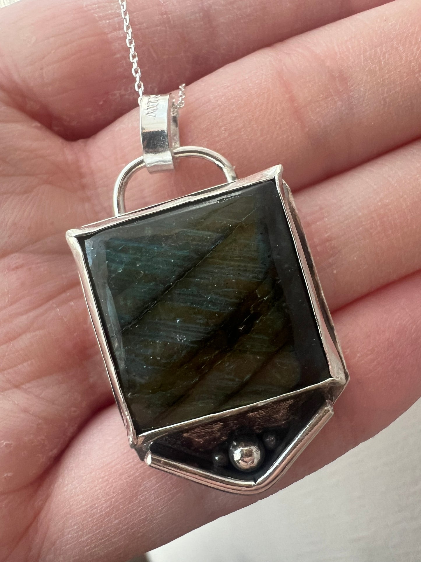 labradorite square necklace