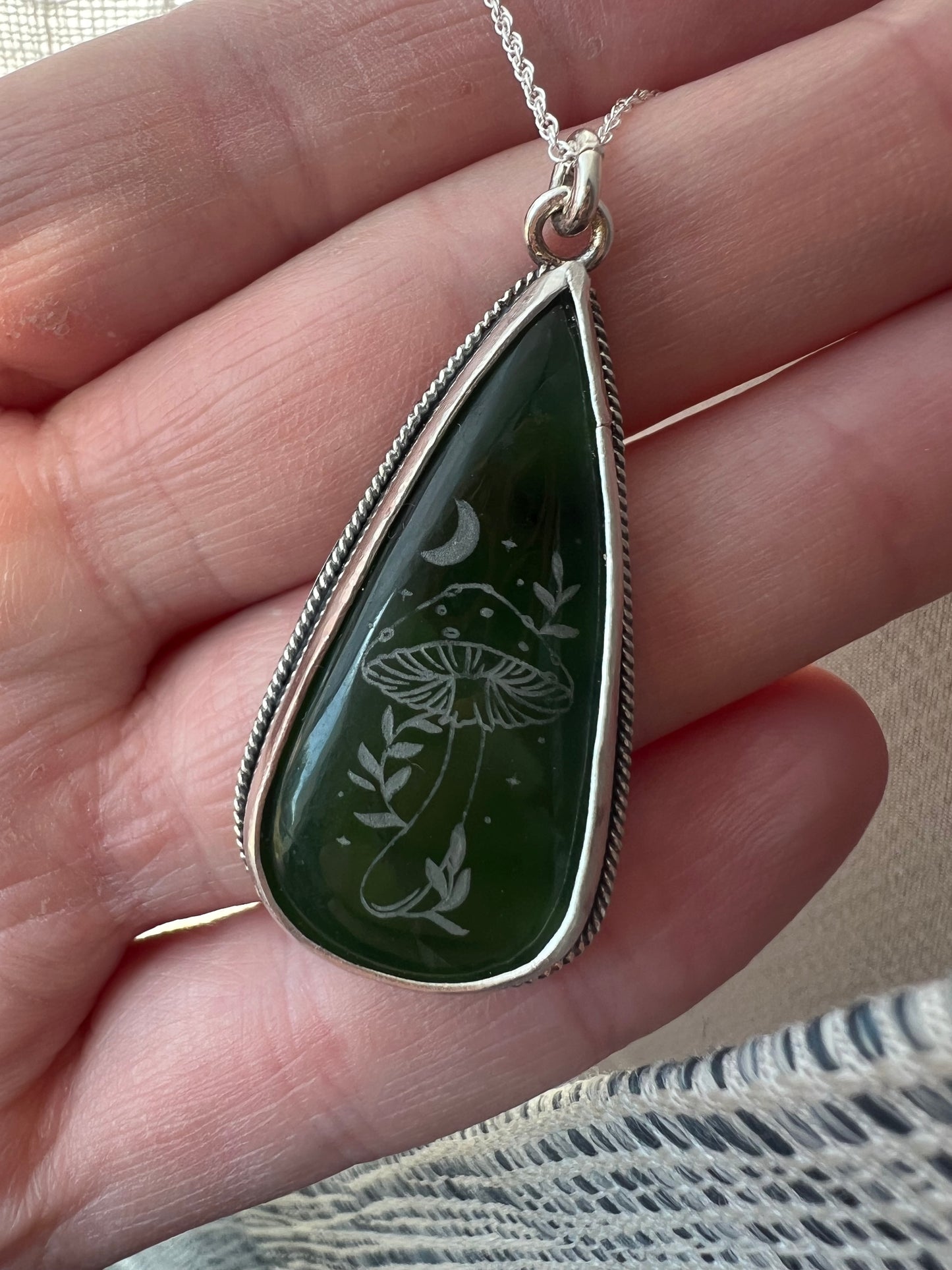 mushroom triangle serpentine necklace