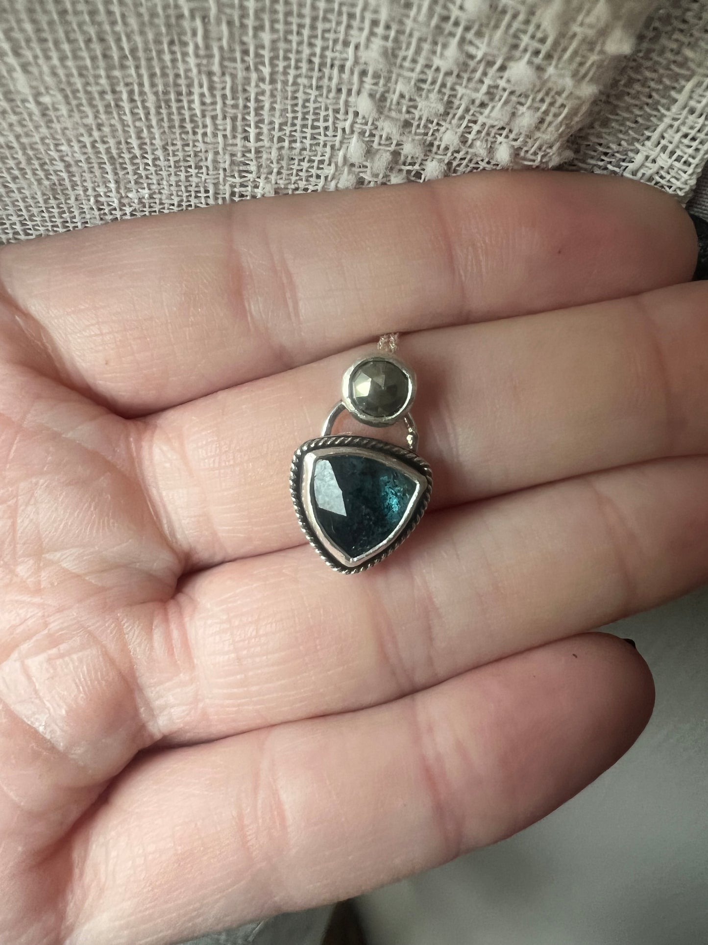 kyanite trillion pyrite necklace