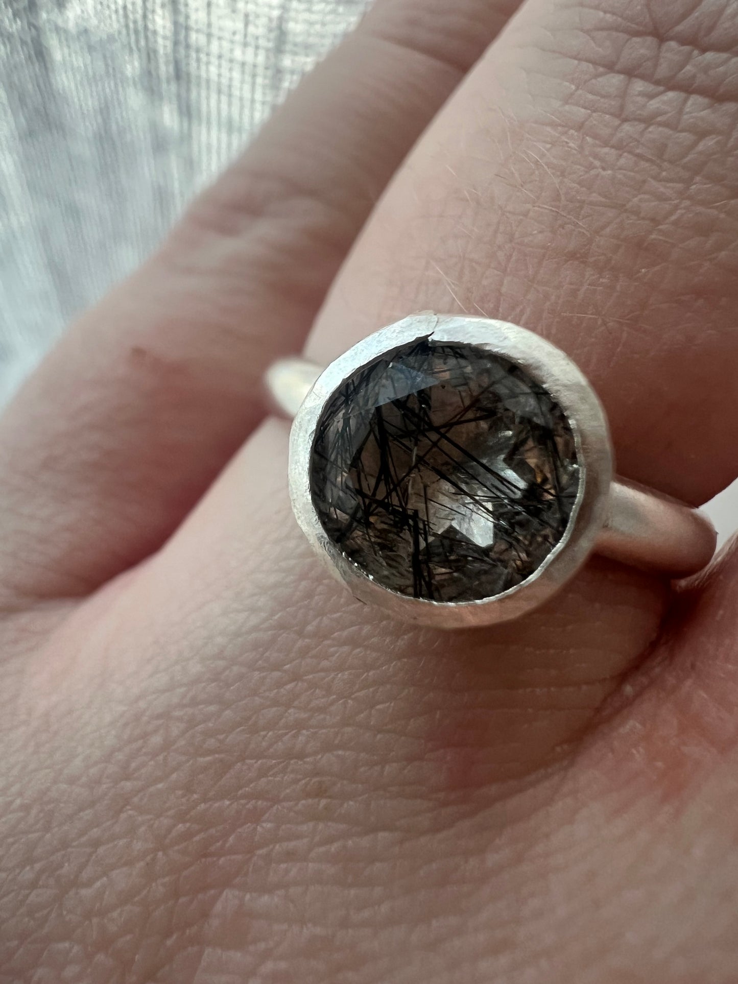 rutilated quartz round ring