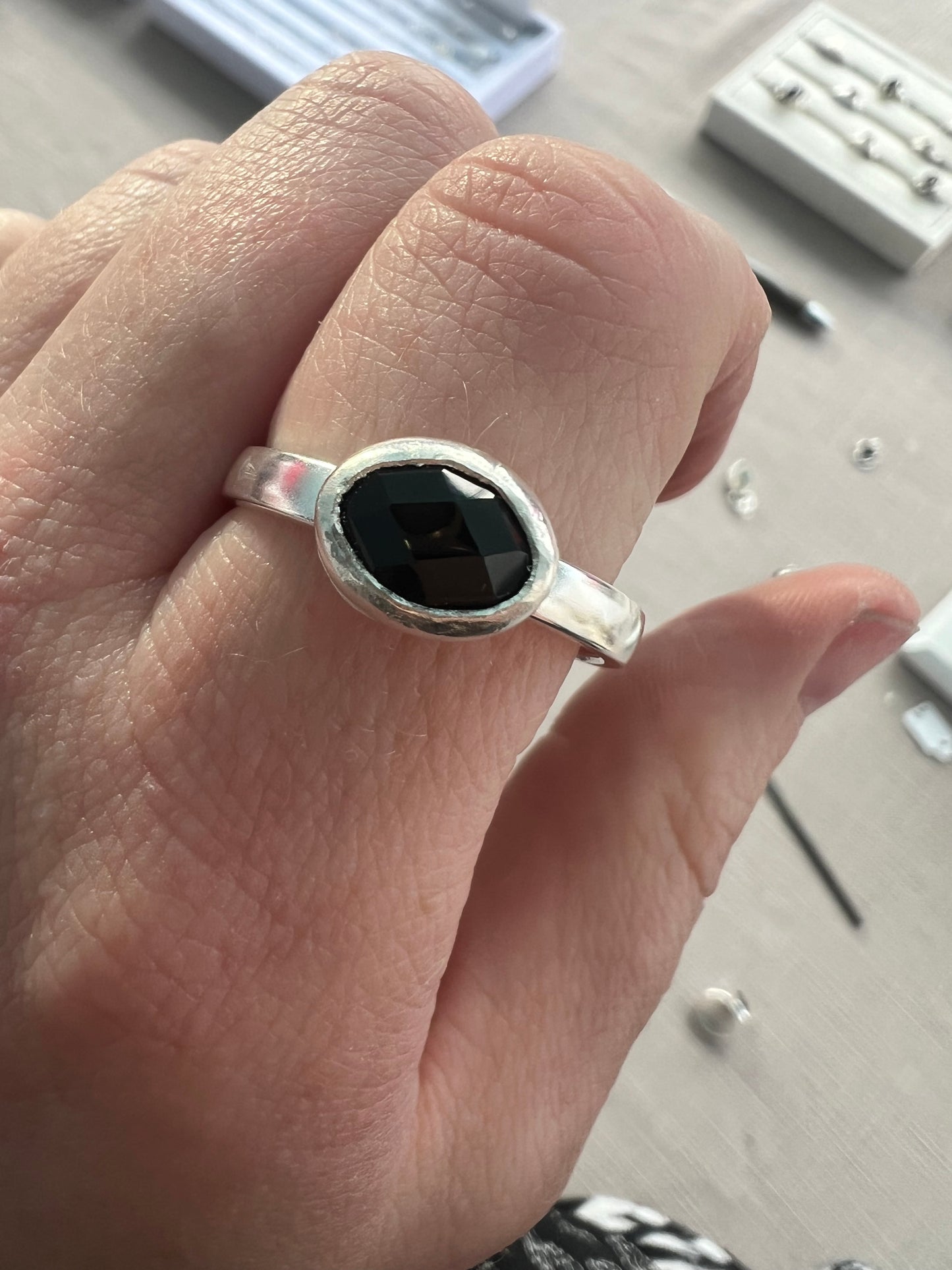 onyx east to west oval ring