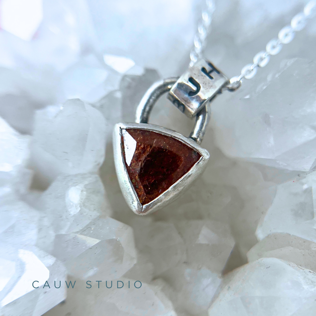 sunstone trillion two sided necklace
