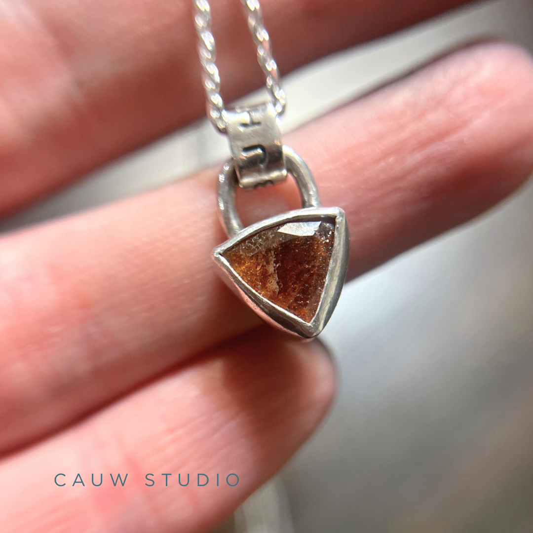 sunstone trillion two sided necklace