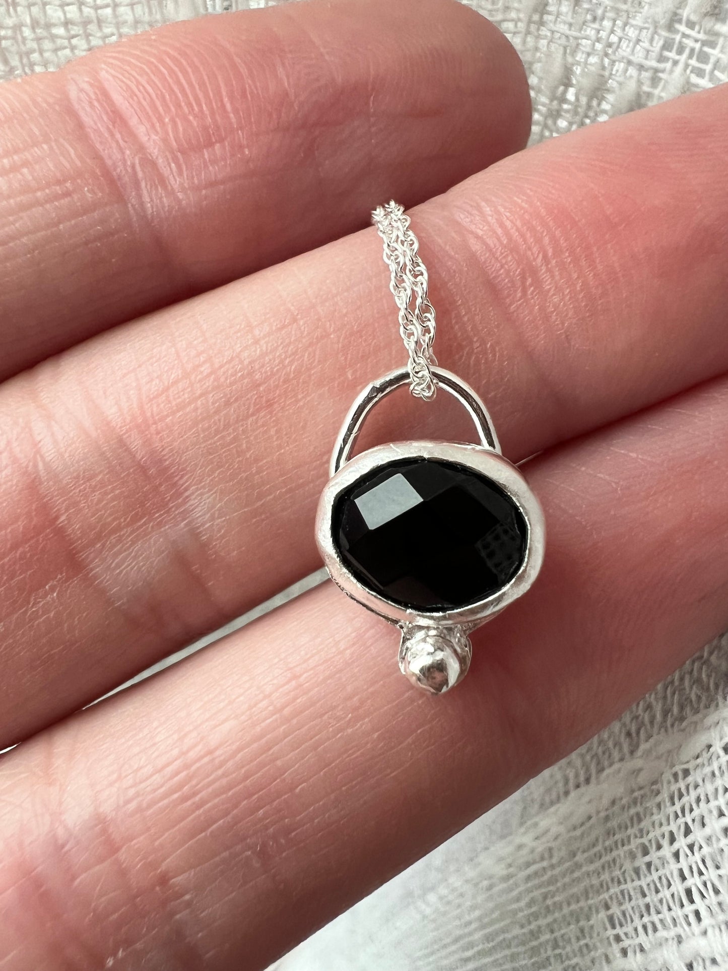 onyx checker cut necklace