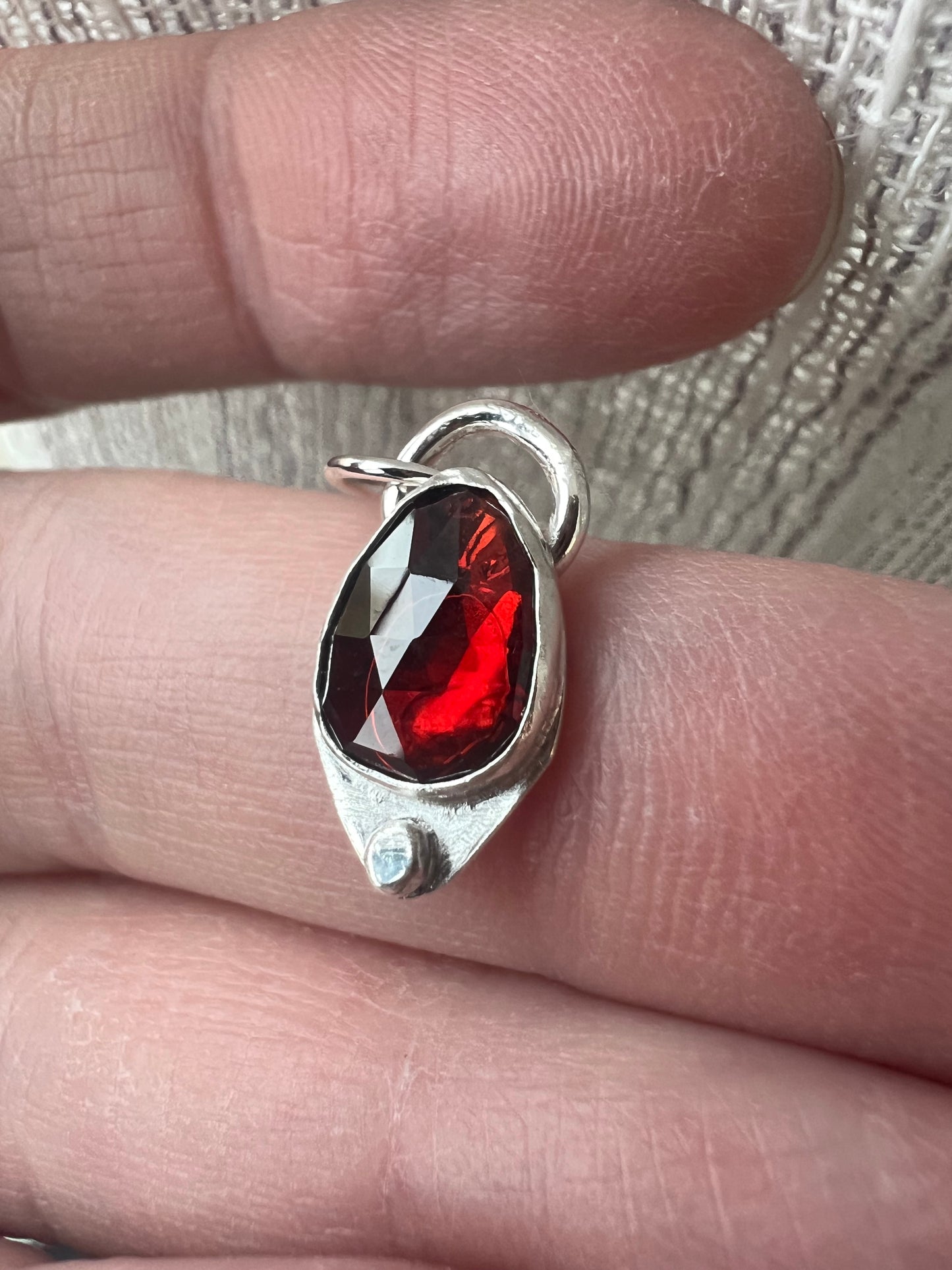 garnet freeform rose cut necklace