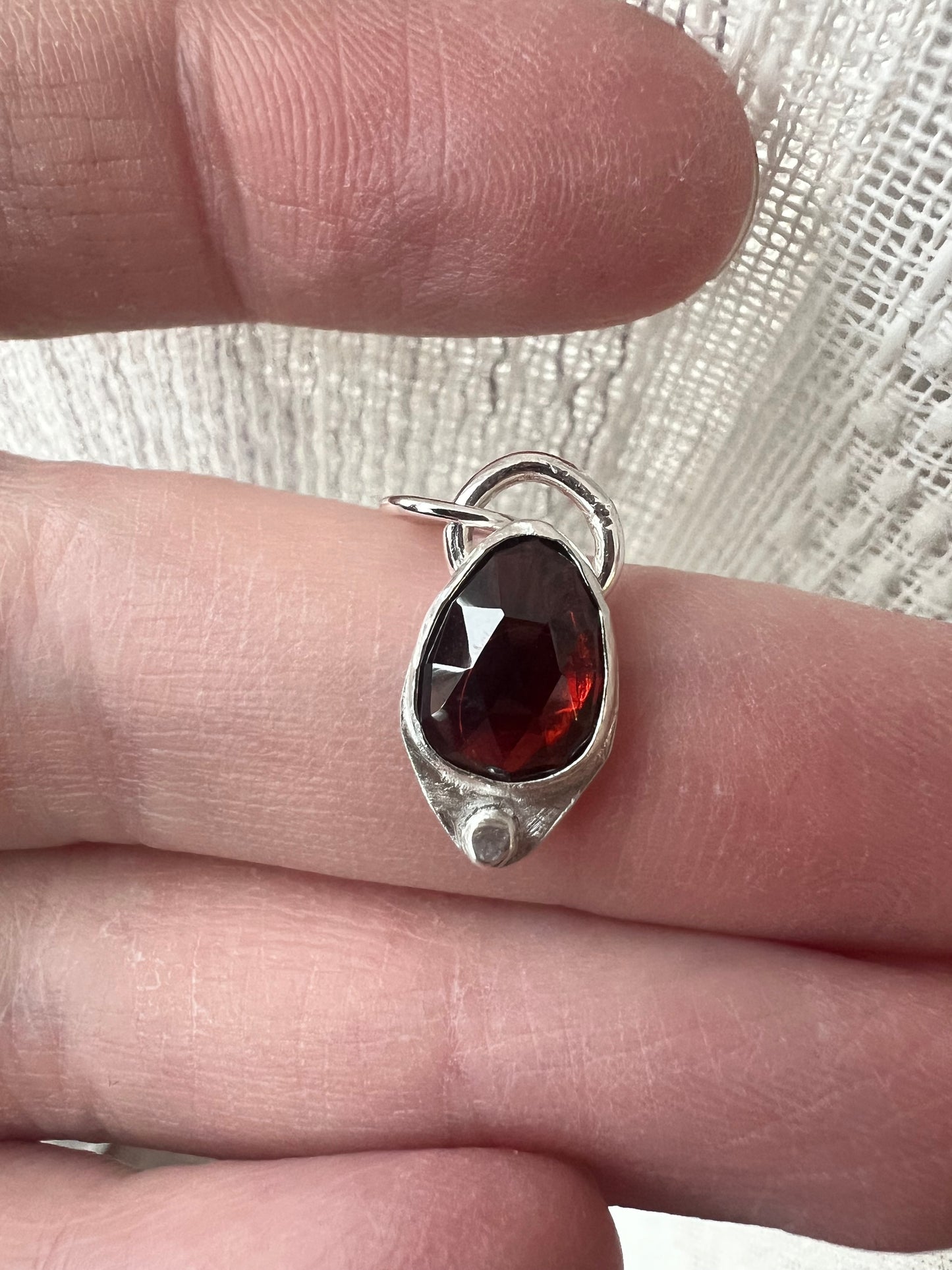 garnet freeform rose cut necklace