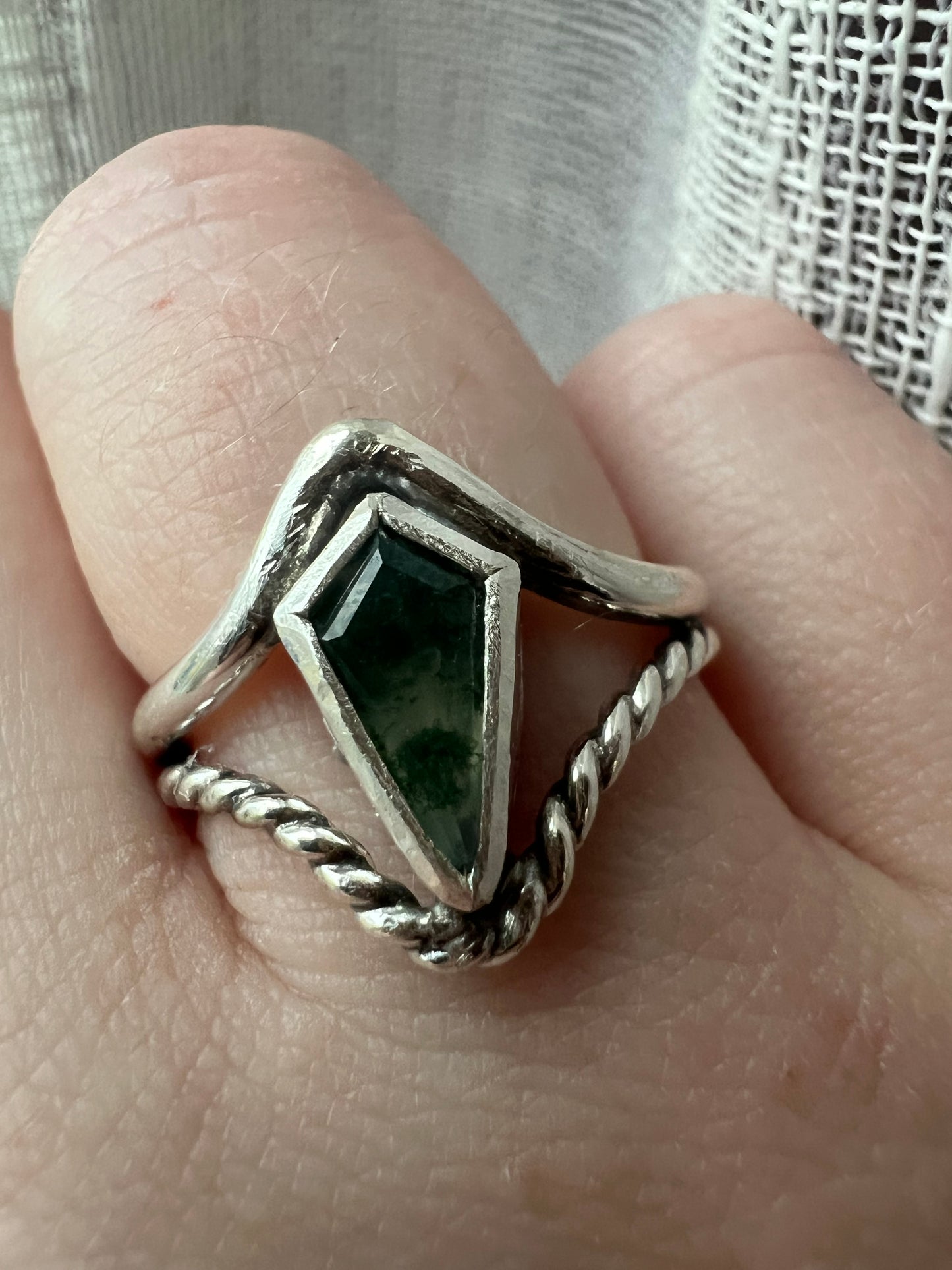 moss agate kit bezel double ring