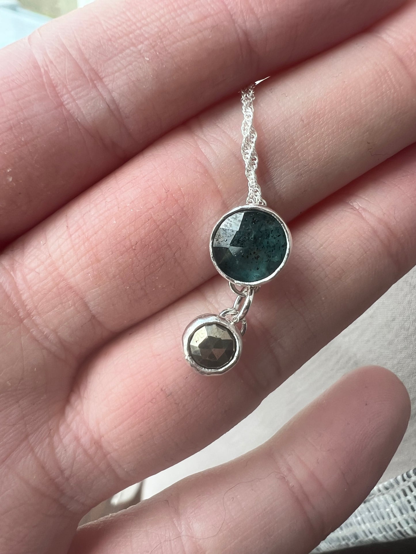 kyanite round pyrite necklace