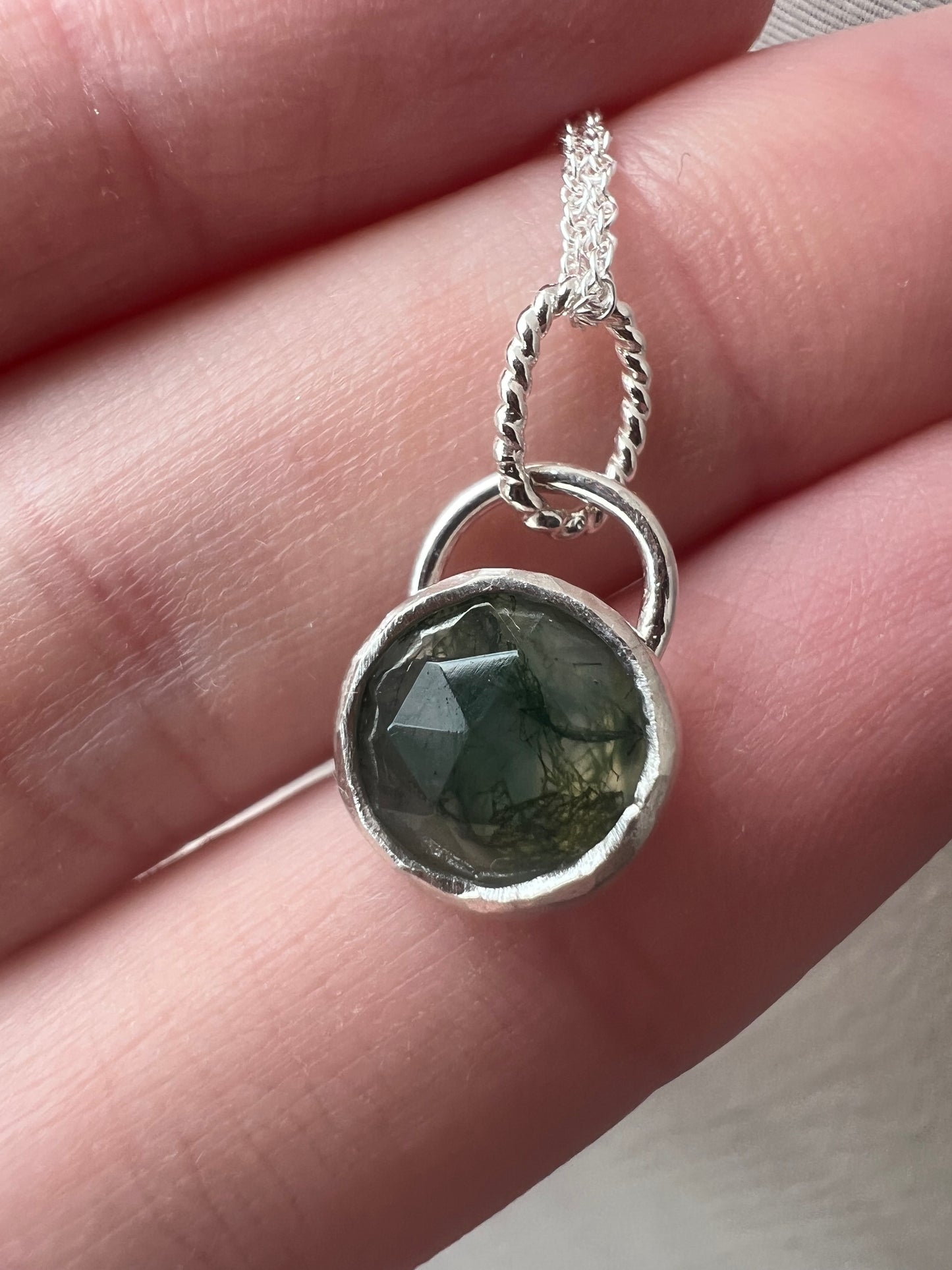 moss agate round necklace