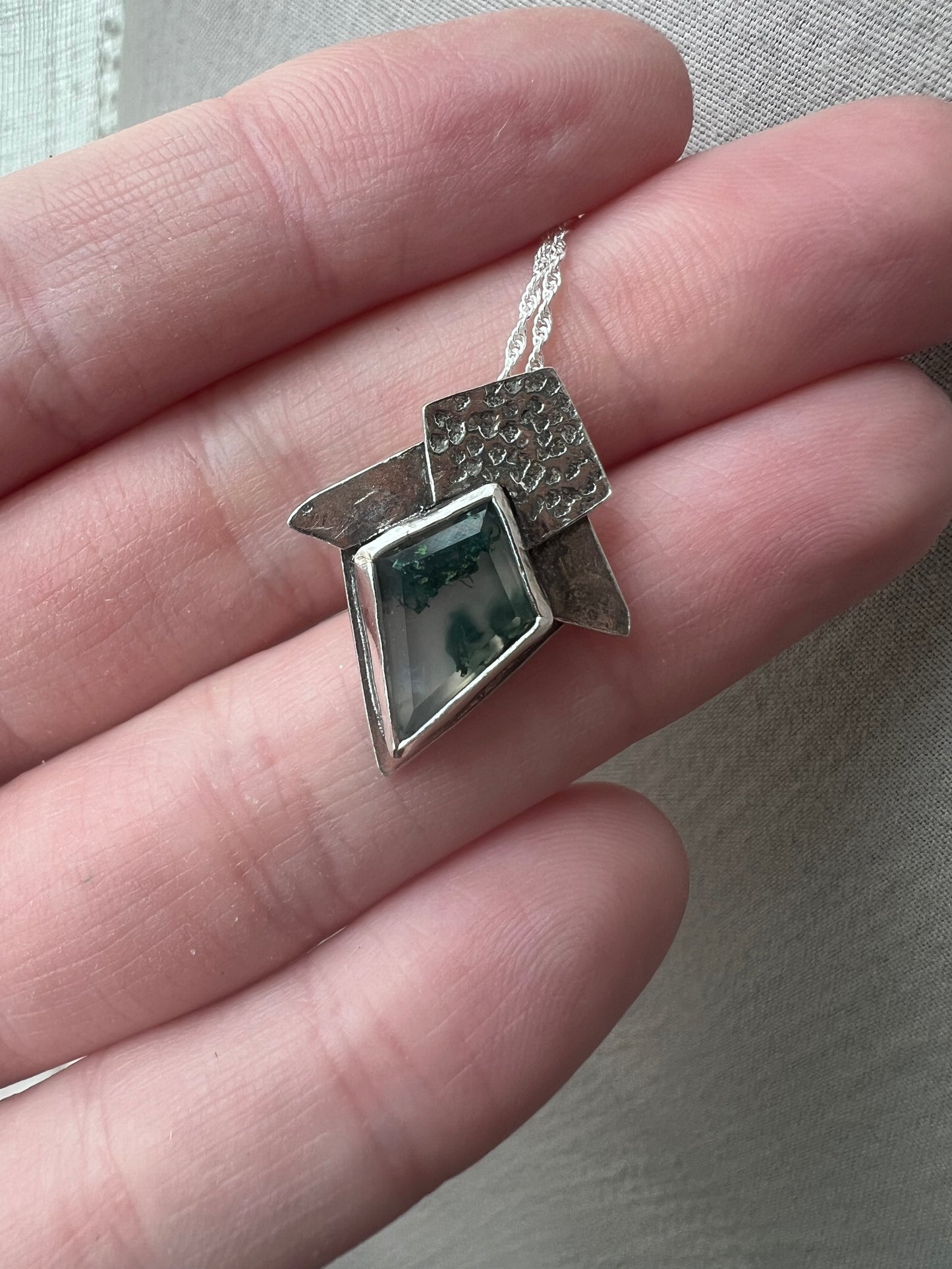 moss agate kite necklace
