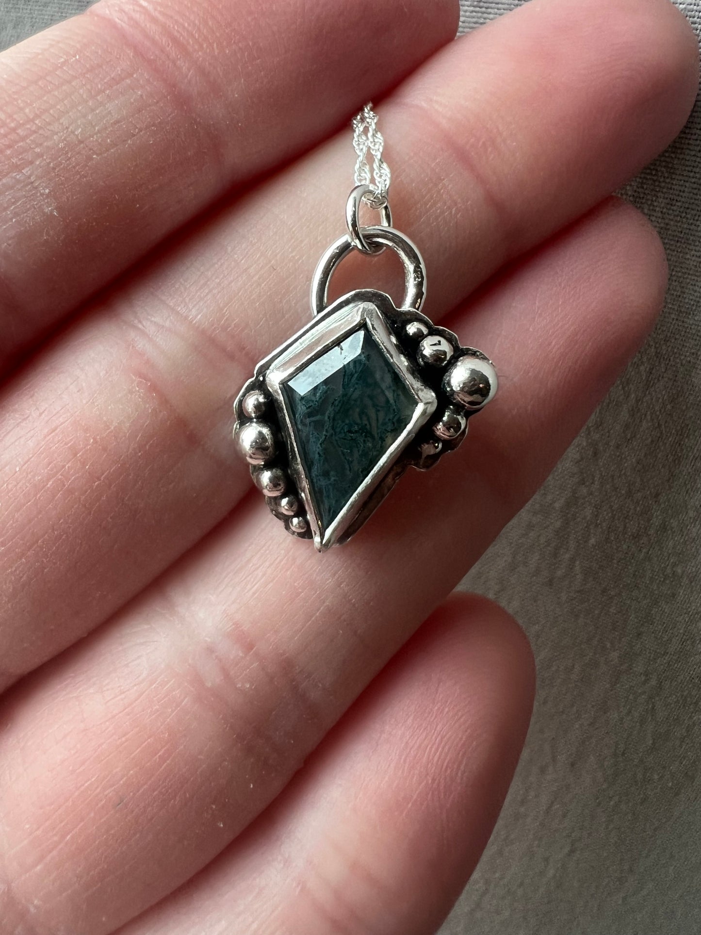 moss agate kite necklace