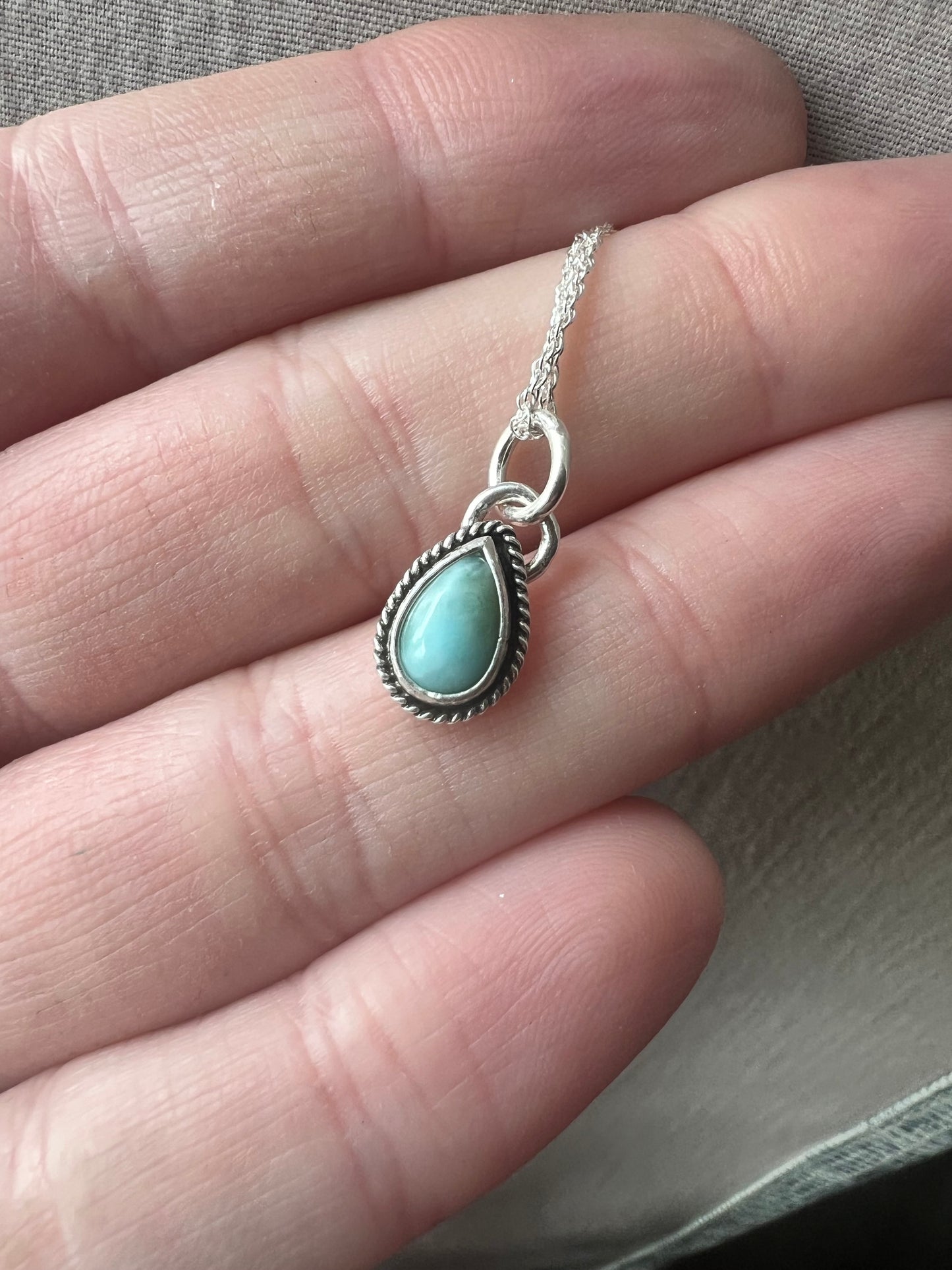 larimar pear necklace