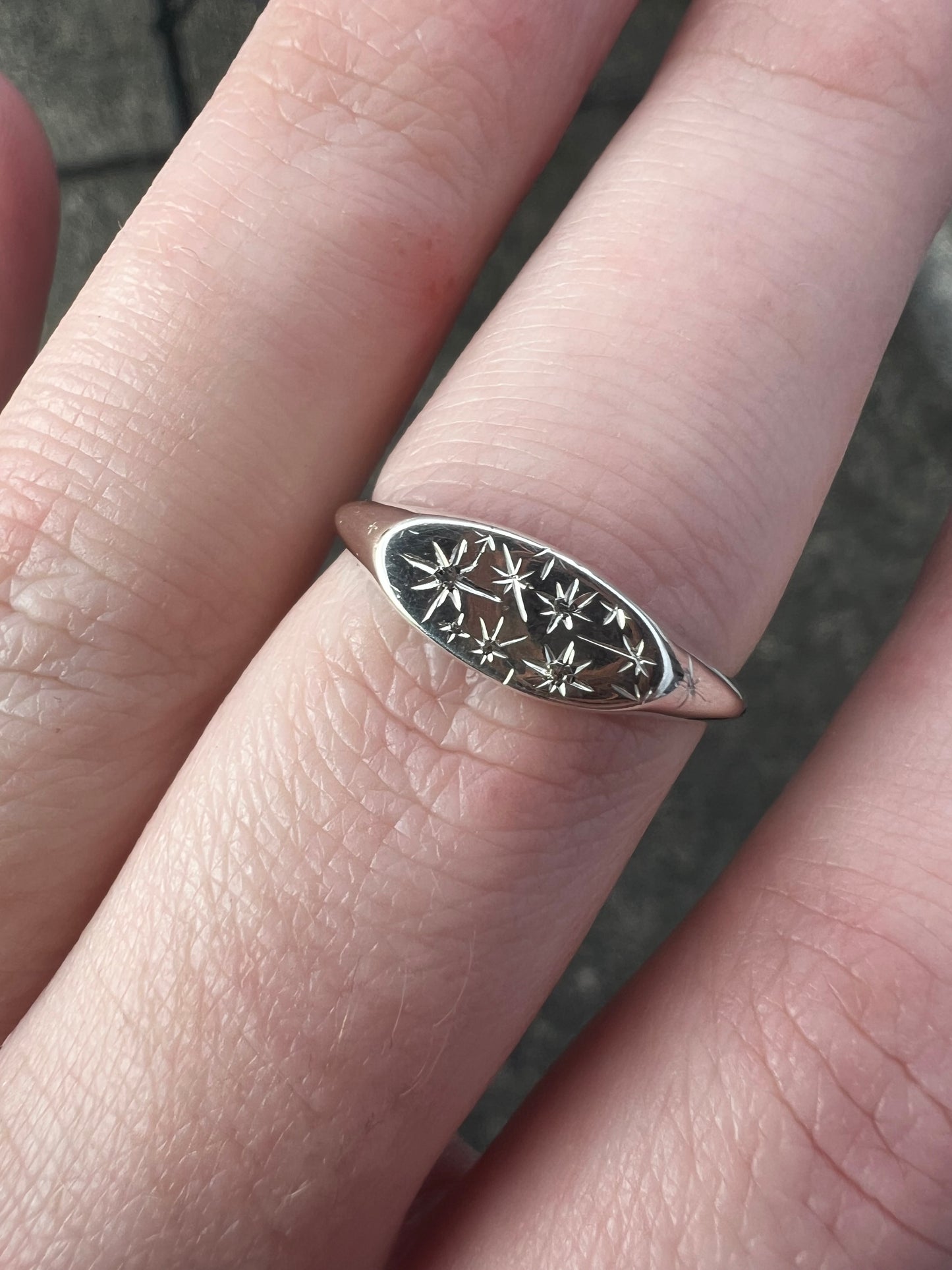 hand-engraved star signet ring