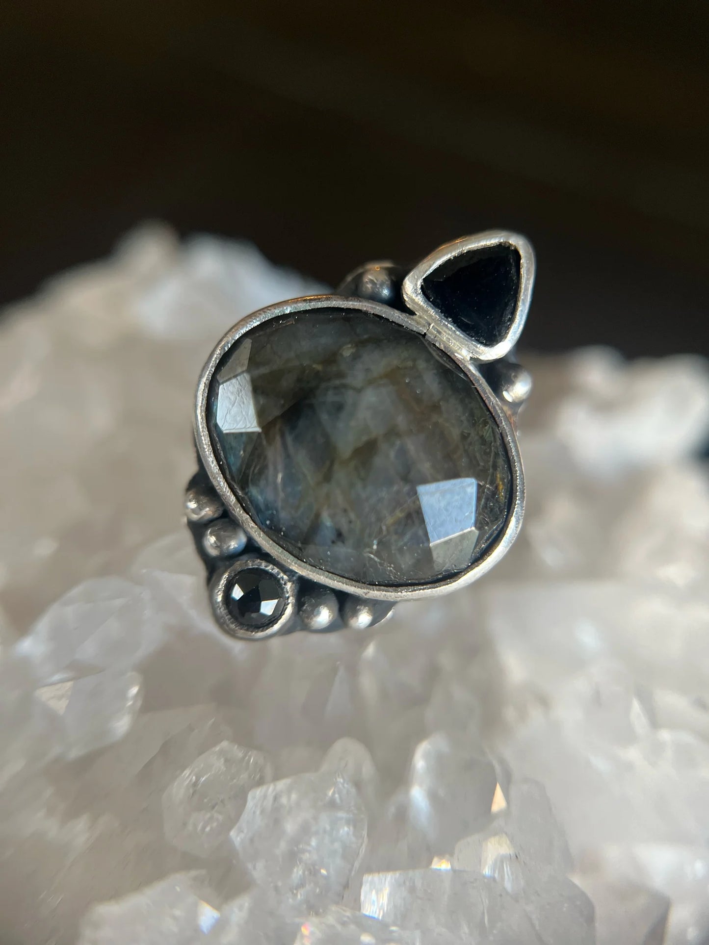 labradorite oval statement ring