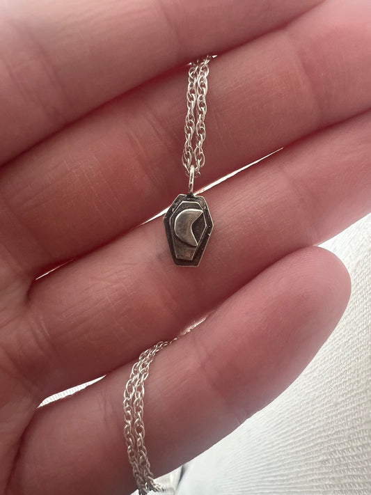 micro moon coffin pendant