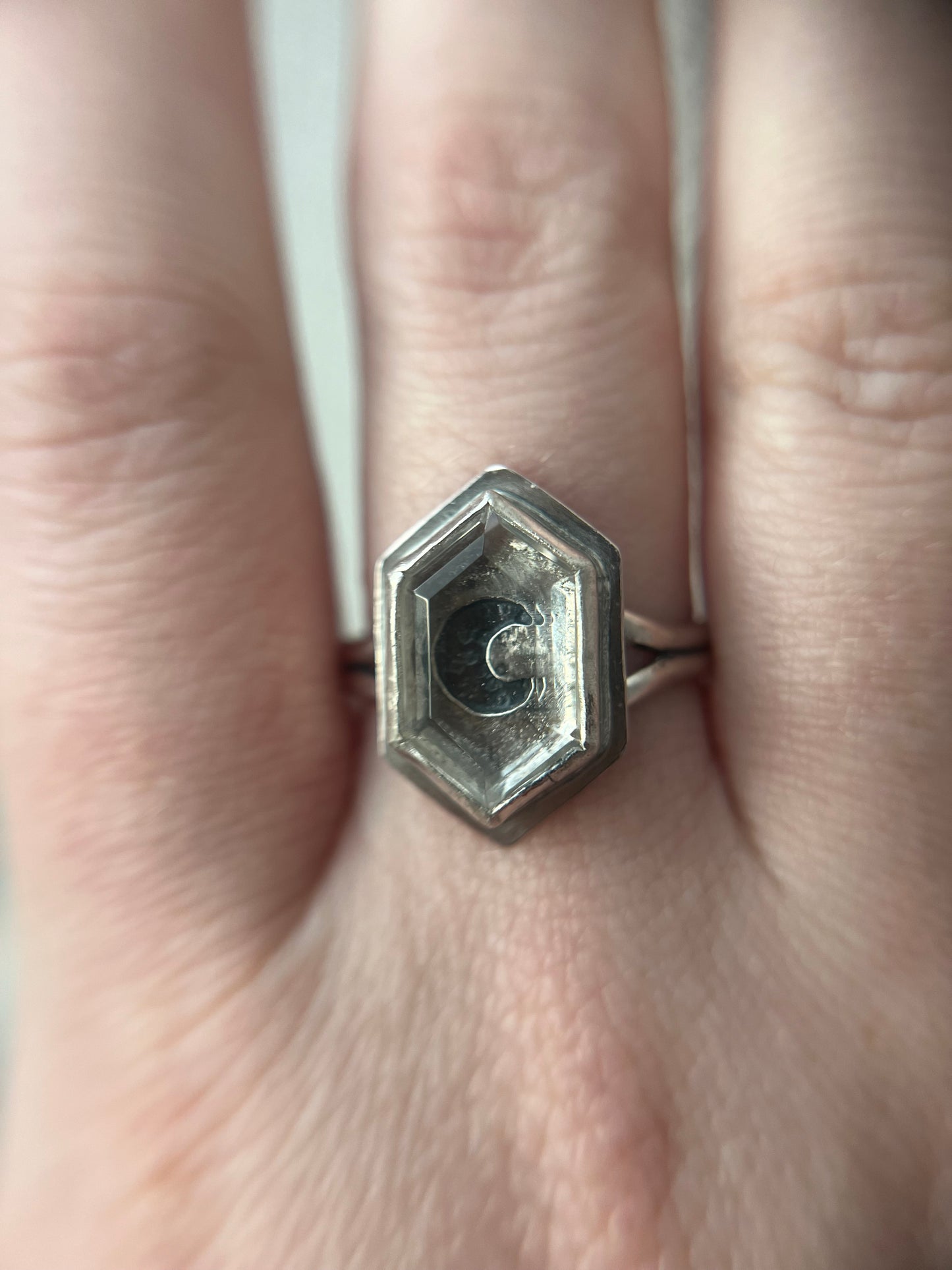 quartz moon bezel ring