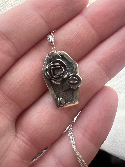 coffin rose pendant