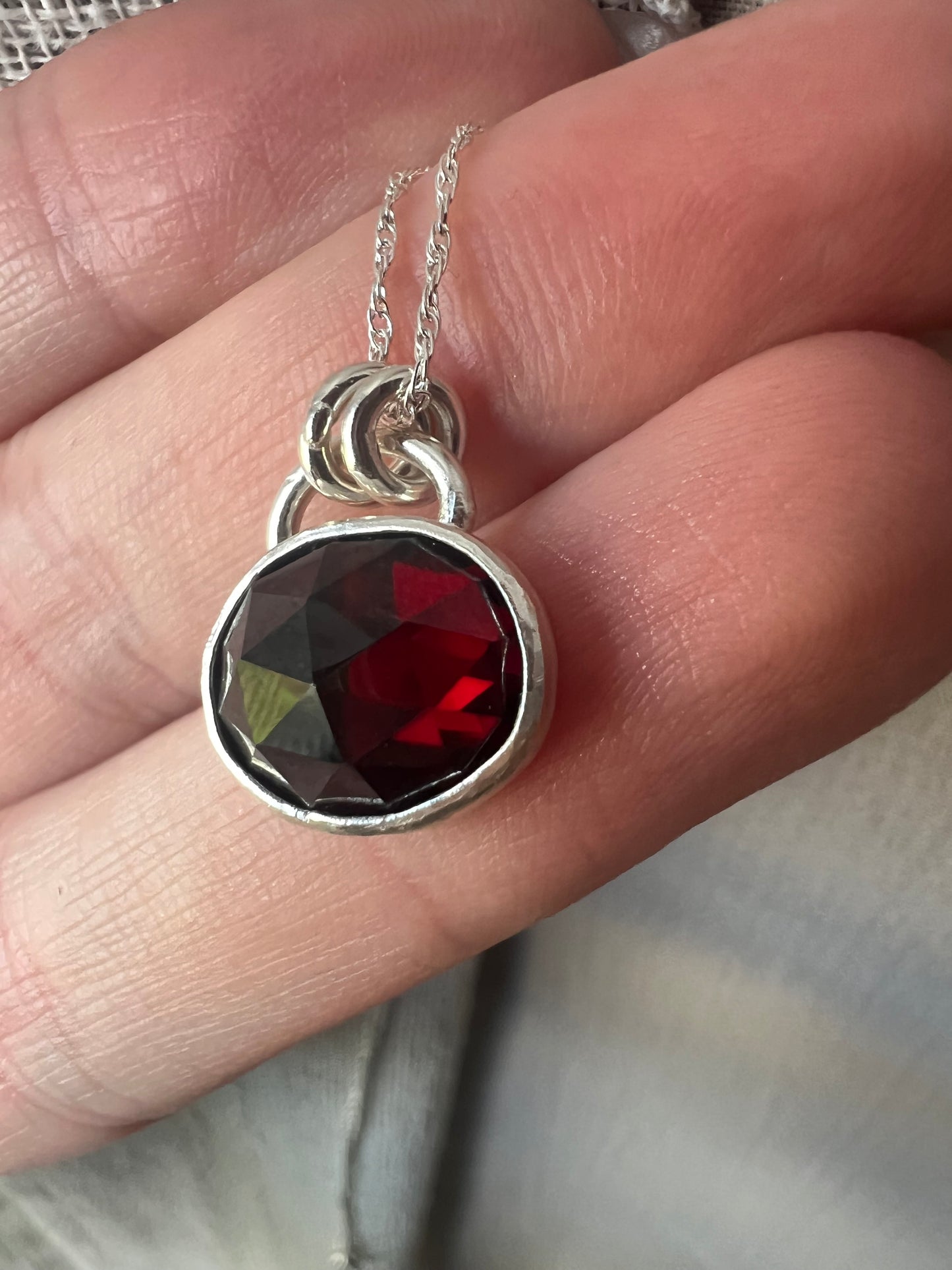 garnet rose cut necklace