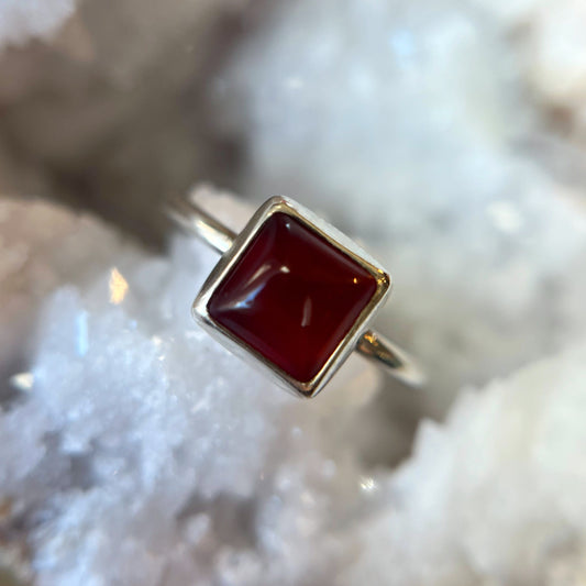 carnelian square ring
