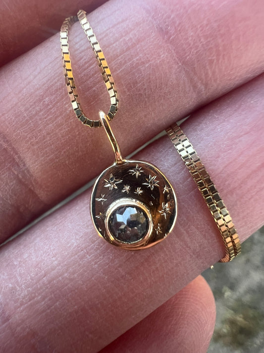salt and pepper diamond stars pendant in solid gold | pendant only