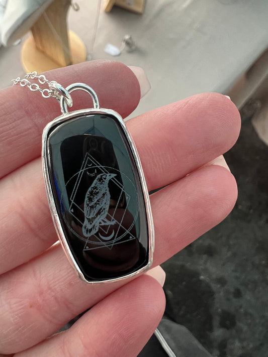 crow onyx necklace