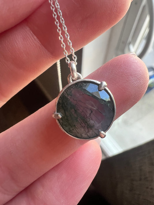 moss agate round necklace