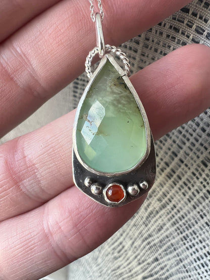 mysterious pear stone and carnelian round necklace