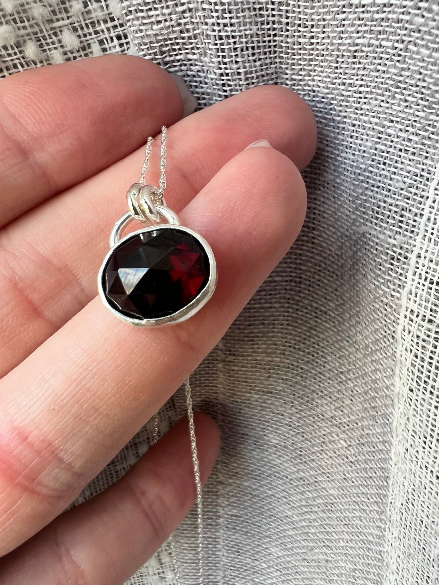 garnet rose cut necklace