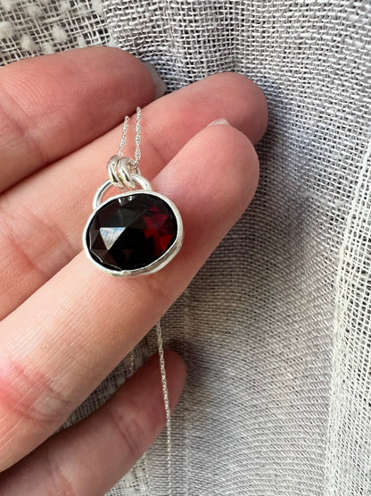 garnet rose cut necklace
