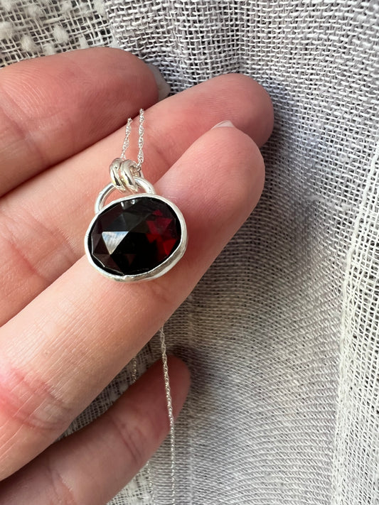 garnet rose cut necklace