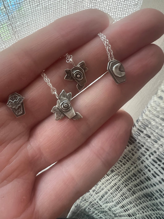 micro coffin charm necklaces
