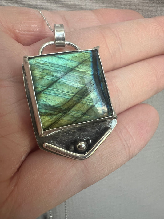 labradorite square necklace