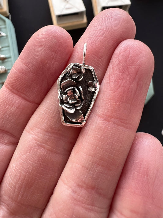 coffin rose pendant