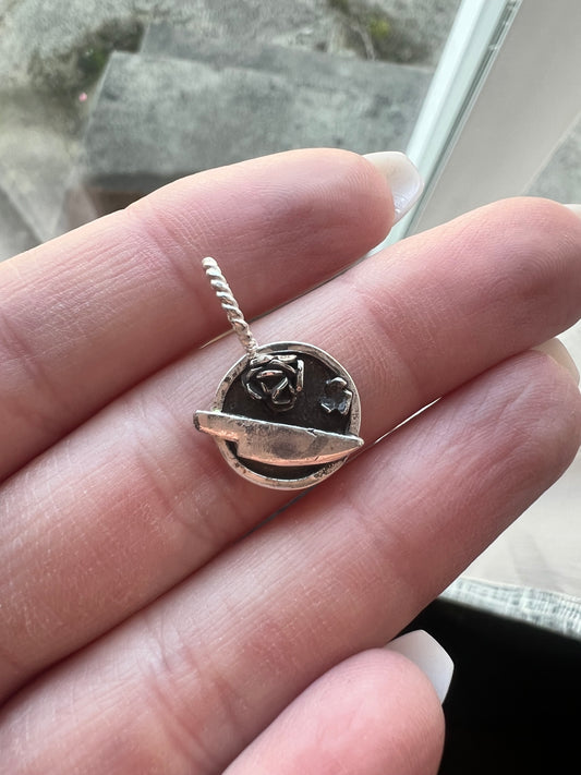 round small floral knife pendant