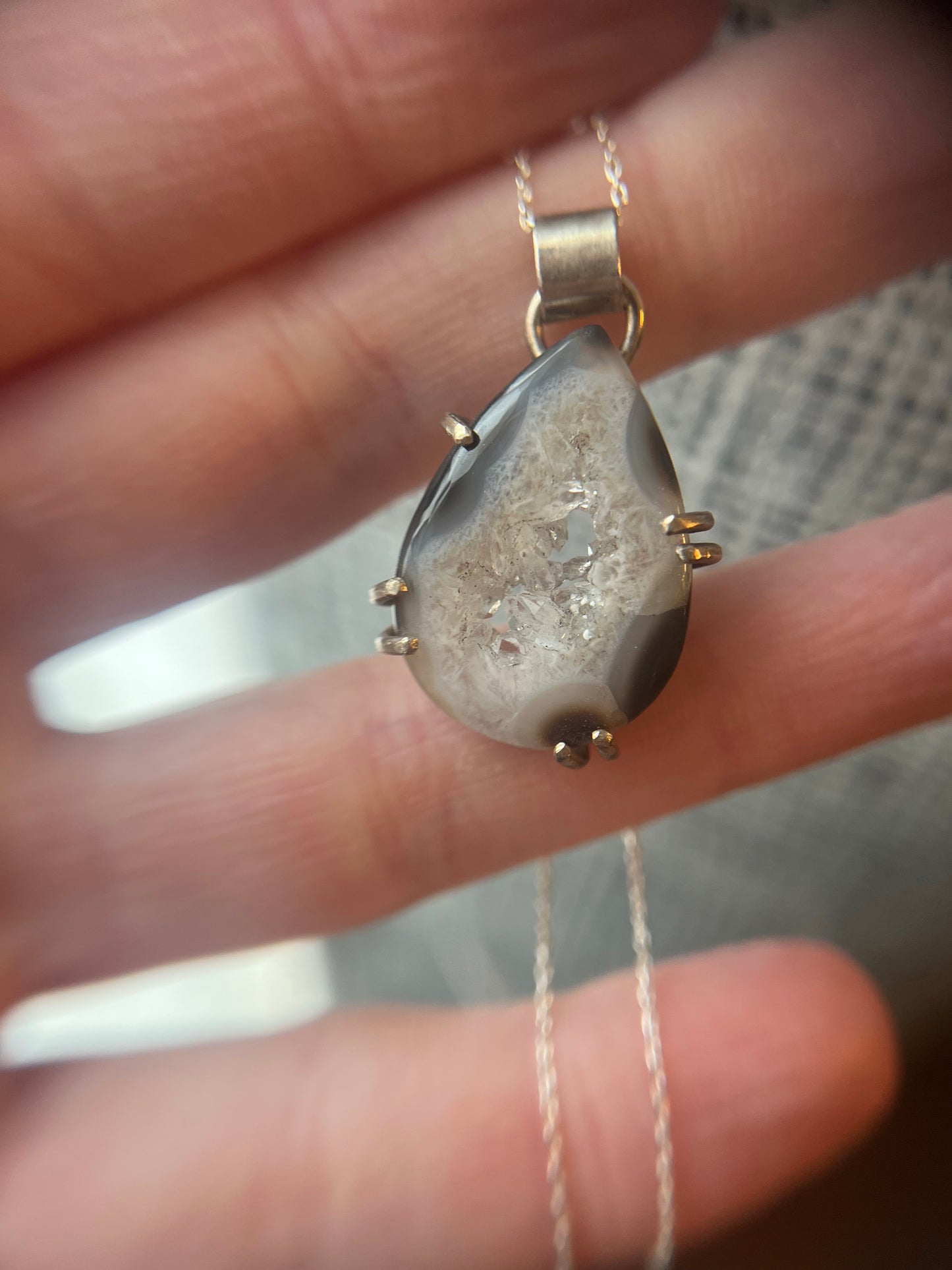 quartz pear necklace