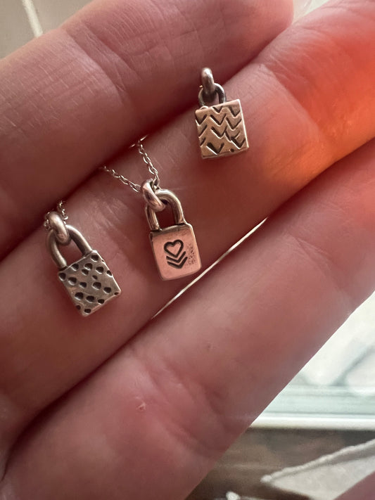 micro lock charm necklaces