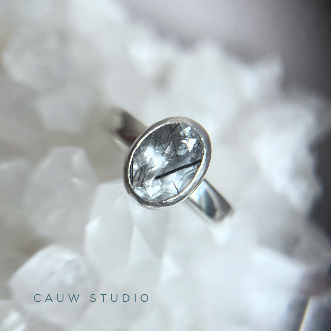 rutilated quartz oval ring