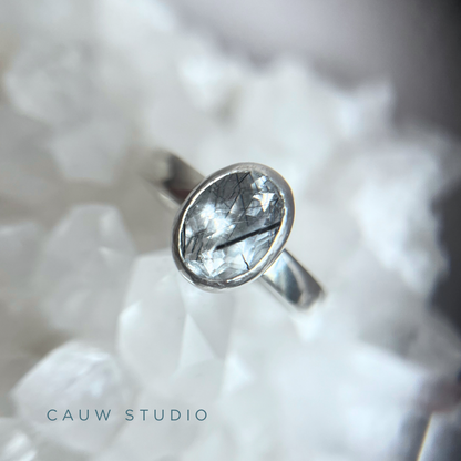 rutilated quartz oval ring