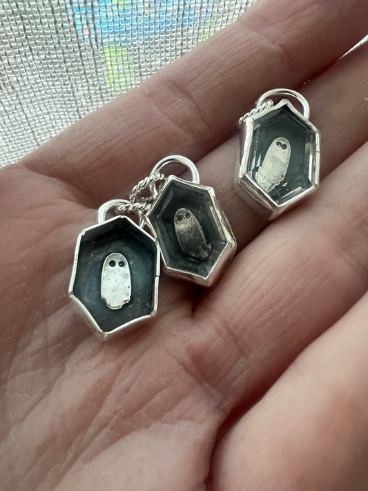 quartz hexagon portrait cut ghost necklace
