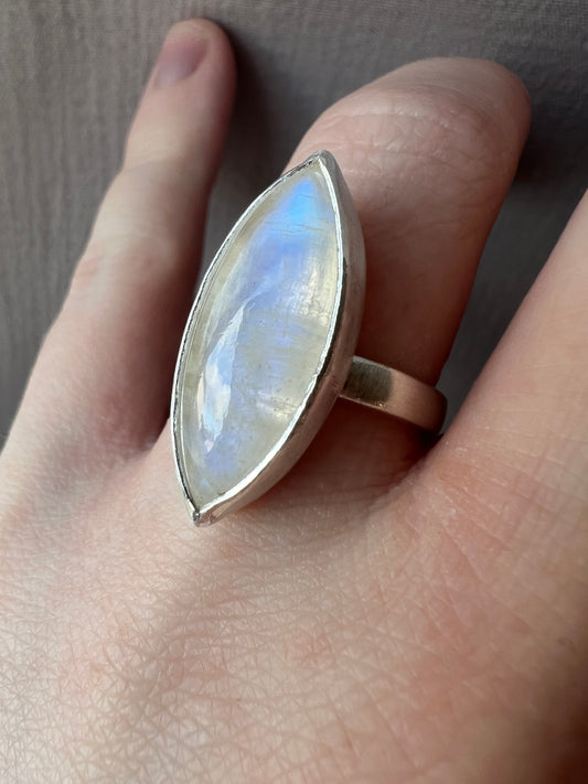 third moonstone marquise ring