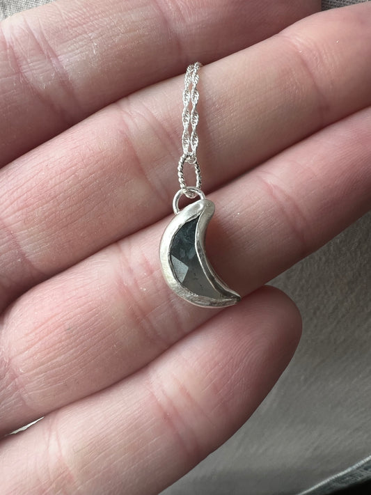 moss agate moon necklace