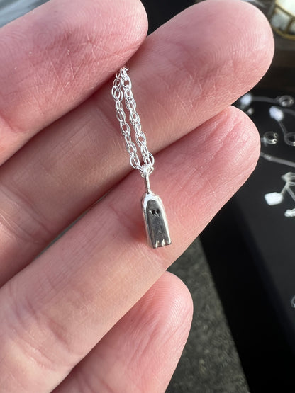 micro ghost charm necklace