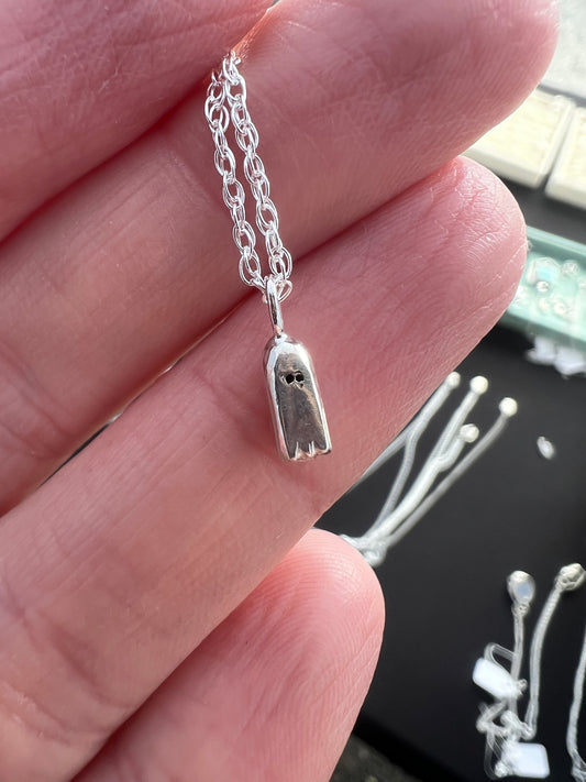 micro ghost charm necklace