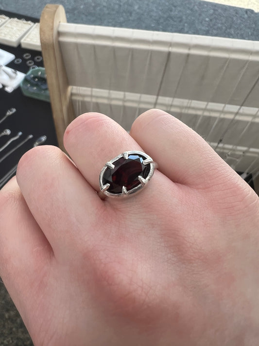 garnet oval georgian collet-style decorative ring